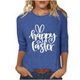 thumbnail image 1 of Dvkptbk Chemises pour Femmes Habillées Décontractées 2024 Joyeuses Pâques Hauts Graphiques Mode Décontractée Col Rond Manches Trois-Quarts T-Shirt Haut, 1 of 3