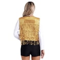 thumbnail image 2 of Ocealan Gilet à Franges à Paillettes pour Femme Vestes Sans Manches Scintillantes Gilet à Paillettes Manteau Fête Bal Ouvert à l'Avant Gilet Or S, 2 of 7