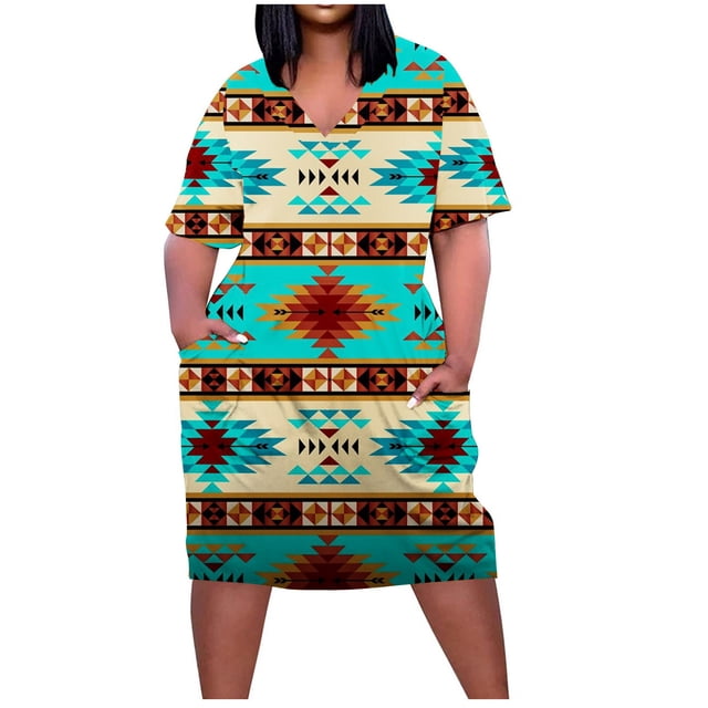 Birdeem Robe Grande Taille pour Femmes Col en V Robes d'Été Décontractées avec Poches Manches Courtes