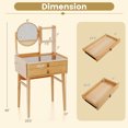 thumbnail image 3 of Costway Ensemble de Table de Maquillage Compact de 23,5 Pouces avec 2 Tiroirs Étagères de Rangement Ouvertes Tabouret de Coiffeuse, 3 of 8
