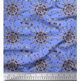thumbnail image 1 of Soimoi Blue Rayon Fabric Floral Wreath Geometric Fabric Prints By Yard 58 Inch Wide, 1 of 5