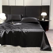 Ice Silk Bed Sheet Set | 3 Piece Bedding | Breathable Polyester Fabric | All Season Cooling Sheets | Queen Size 250x230cm | Washable Bed Linen for Home
