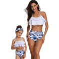 thumbnail image 3 of Girls Swimsuits Floral Leaf: 2PCS Printed Bathing Suit Beach Swimwear for Kids, 3 of 4