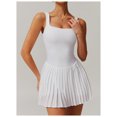 thumbnail image 2 of PISONIC Robe de Tennis et de Golf pour Femmes avec Soutien-Gorge Intégré, Short, Dos Nu, Encolure Carrée, Ourlet Plissé, Robes Athlétiques avec Poches, 2 of 8