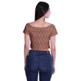 thumbnail image 4 of Moomaya Printed Boat Neck Womens Sexy Summer Tops Zip Front Viscose Crop Top, 4 of 4