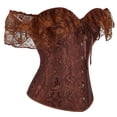 thumbnail image 3 of Cameland Corset à Manches Courtes pour Femmes, Haut Court Ajusté à Col Bateau Uni, 3 of 7