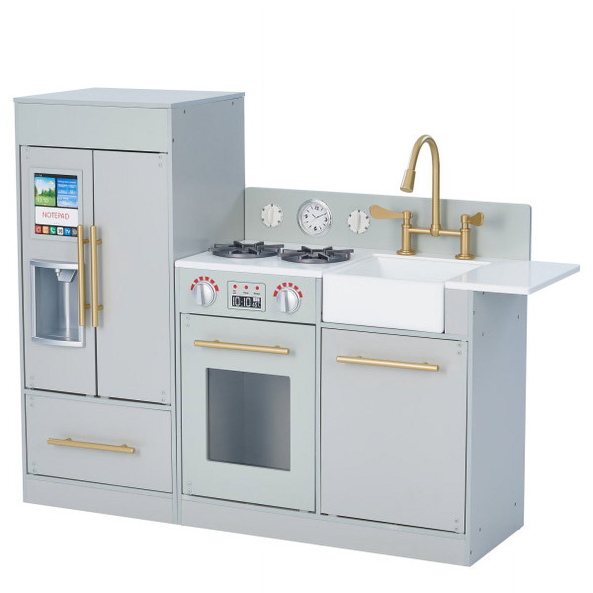 Teamson Kids Play Kitchen Roleplay Toy Little Chef Charlotte Modern Silver Grey / Gold