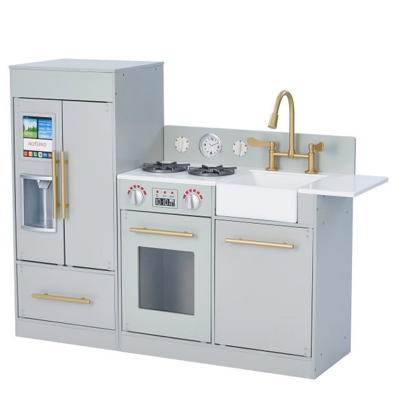 Teamson Kids Play Kitchen Roleplay Toy Little Chef Charlotte Modern Silver Grey / Gold