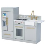 Teamson Kids Play Kitchen Roleplay Toy Little Chef Charlotte Modern Silver Grey / Gold