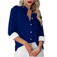 thumbnail image 1 of Besolor Button Down Shirts for Women Solid Color Long Sleeve Colared Tops Loose Office Blouses for Casual Work, 1 of 5