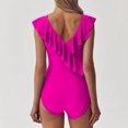 thumbnail image 3 of ylioge Womens One-Piece Swimsuits Tankini Ruffle Sleeveless V Neck Bathing Suits Ladies Trendy Solid Color Pleated Built in Bra Swimsuit, 3 of 5