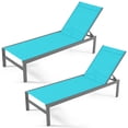 thumbnail image 1 of Costway 2PCS Patio 6-Position Lounge Chair Chaise Aluminium Adjust Recliner, Turquoise, 1 of 9