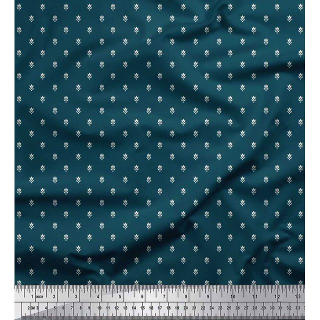 Soimoi Modal Satin Fabric Flower Artistic Print Fabric by the Yard 42 Inch Wide