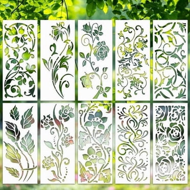 EGNMCR 10pcs Flower Template Hollow Out Leaf Texture Painting Template Painting templates