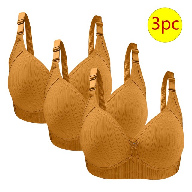 Bras for Women, 3PC Womans Large Size Solid Color Without Steel Ring Gathering Comfortable Bras Daily Bra