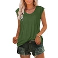 thumbnail image 2 of Timegard Débardeurs pour Femmes Col Rond Manches Courtes Confortables Été Décontracté Amples Chemises Hauts Blouse T-Shirt Basique, 2 of 6