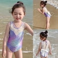 thumbnail image 1 of Girls One Piece Swimming Bathing Suit Ruffle Floral Pattern Girls Swimsuit Quick Dry Toddler Bathing Suit Girl 5-6 Years, 1 of 8