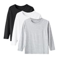 thumbnail image 2 of YUNAFFT Kids' Layering T-Shirts Long Sleeve Round Neck Solid Color Thin Basic Essential Casual 3-Pack, 2 of 9