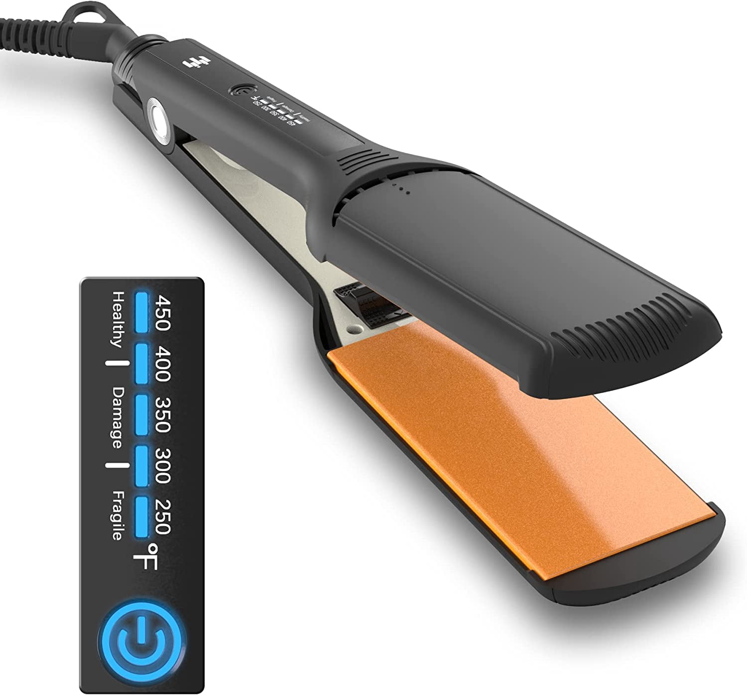 LAICAIW 2.20" Hair Straightener, Extra Wide Flat Iron/Plancha de Cabello, Adjustable Temperature, Ceramic Coated Floating Panel, 30s Fast Heating, Dual Voltage, for Thick Naturally Curly Hair