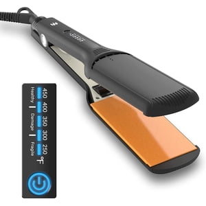 LAICAIW 2.20" Hair Straightener, Extra Wide Flat Iron/Plancha de Cabello, Adjustable Temperature, Ceramic Coated Floating Panel, 30s Fast Heating, Dual Voltage, for Thick Naturally Curly Hair