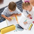 thumbnail image 4 of Yellow Students Simple Oxford Cloth Pencil Bag Large Capacity Stationery Organizer Compact Opening Design Yellow School Supply, 4 of 6