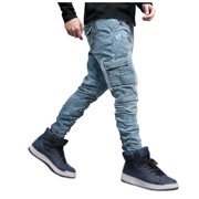Ketyyh-chn99 Men's Jeans Pants Men's Casual Pocket Skinny Denim Trousers Size for M,Light Blue