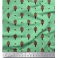 thumbnail image 1 of Soimoi Poly Georgette Fabric Leaves & Floral Block Print Sewing Fabric Yard 42 Inch Wide, 1 of 4