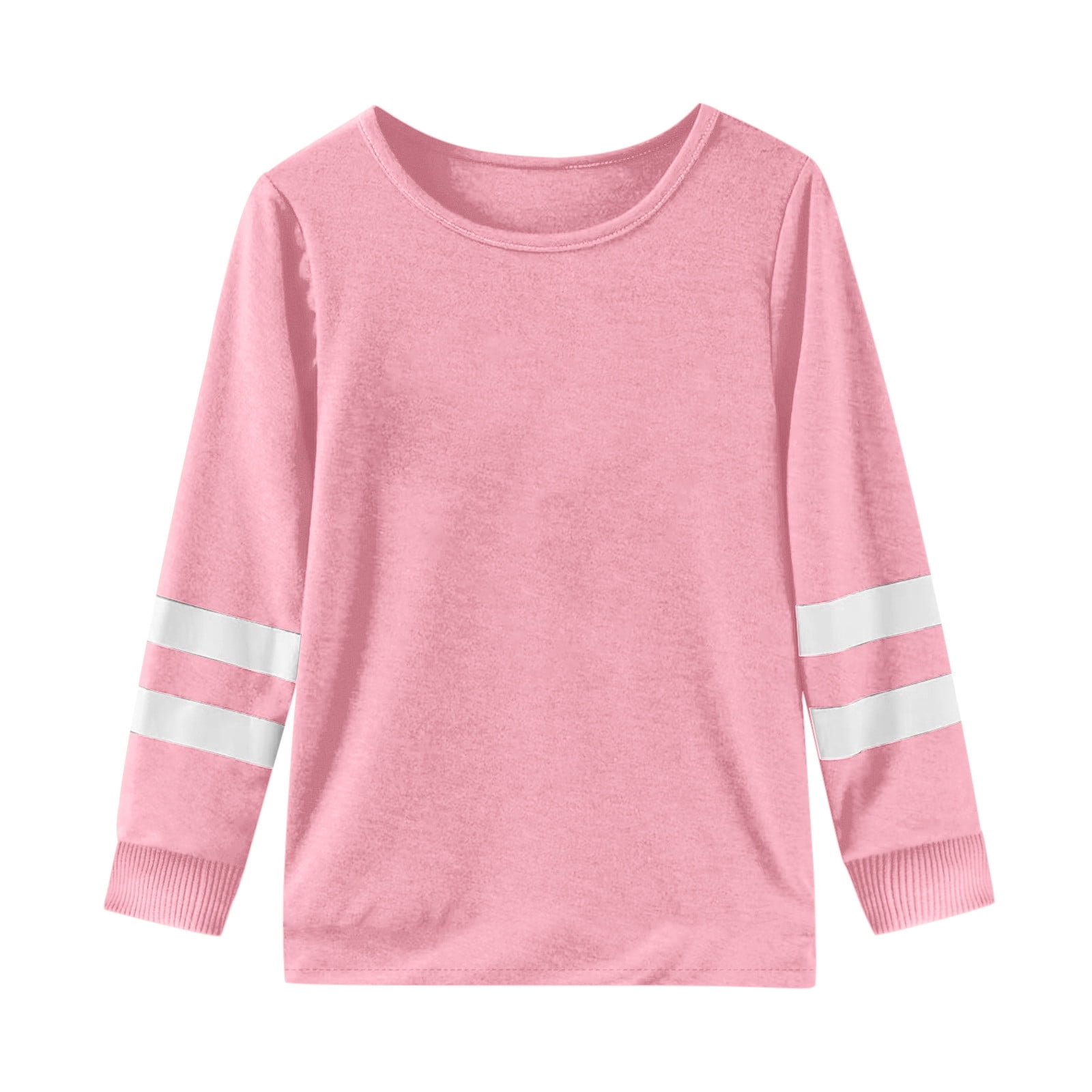 WEIYLL T-Shirts Graphiques pour Filles Manches Longues Poignets Col Ras du Cou Patchwork Chauds Doux Hauts de Sport pour 3-4 Ans
