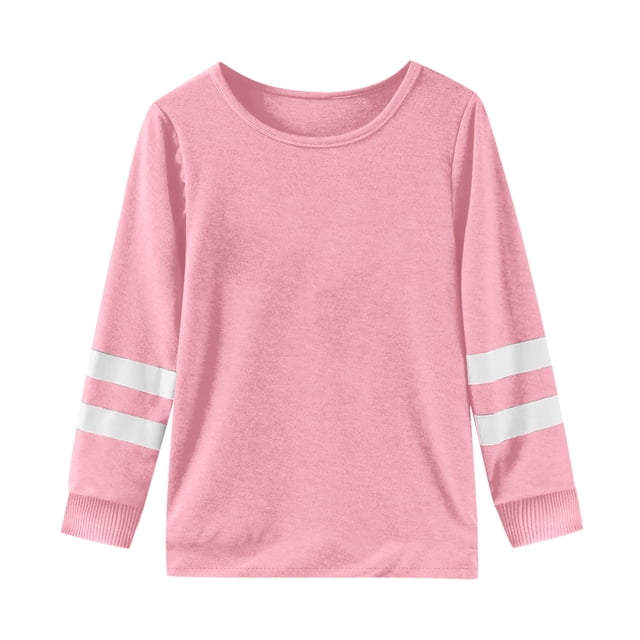 WEIYLL T-Shirts Graphiques pour Filles Manches Longues Poignets Col Ras du Cou Patchwork Chauds Doux Hauts de Sport pour 3-4 Ans