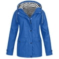 thumbnail image 1 of Women Solid Rain Jacket Outdoor Plus Size Waterproof Hooded Raincoat Windproof, 1 of 5