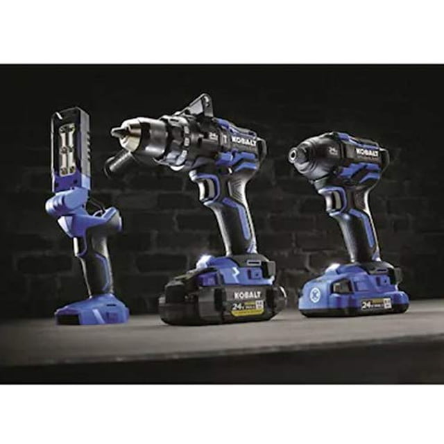 Kobalt XTR Ensemble Combiné d'Outils Électriques Sans Balais 3 Outils 24 Volts Max avec Étui Rigide (Chargeur Inclus et 2 Batteries Incluses)