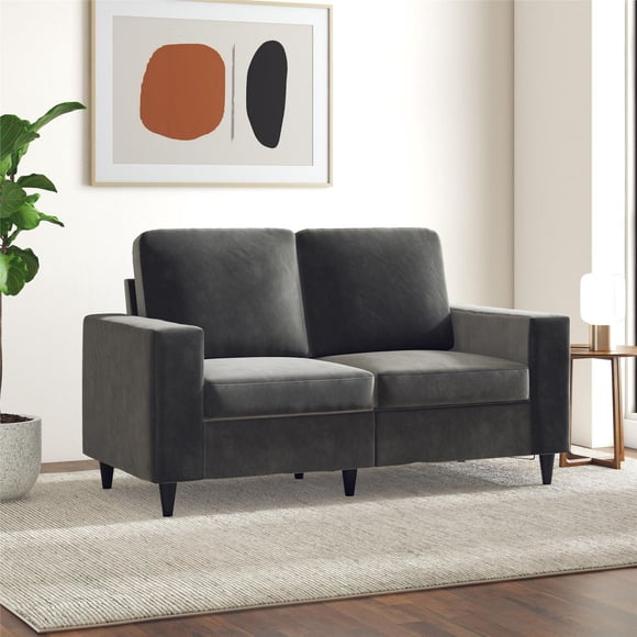 Causeuse Cody de Hometrends en velours gris, 2 places