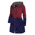 thumbnail image 4 of IROINID Manteau Parka à Capuche Mi-Long pour Femmes Imprimé Manches Longues Chaud Automne et Hiver avec Cordon de Serrage Cardigan Manteau Coupe-Vent, Rouge, 4 of 7