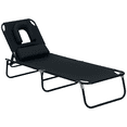 thumbnail image 1 of Outsunny Chaise Longue de Jardin Réglable - Ensemble de 1, Noir, 1 of 10