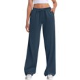 thumbnail image 3 of Ohufall Womens Sweatpants Drawstring Elastic Low Waist Pants Straight Leg Low Rise Sweatpants Pants Jogger Sweatpants with Pockets, 3 of 3