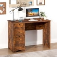 thumbnail image 4 of Costway 43" Home Office Desk Compact Study Writing Desk with 2 Drawers Charging Station Brown, 4 of 10