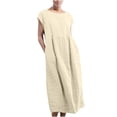 thumbnail image 2 of HKEJIAOI Robes Décontractées pour Femmes Offres Liquidation Cadeau d'Anniversaire Mode pour Femmes Uni Sans Manches à Col Rond Robe Longue Rétro Beige, 2 of 6