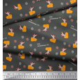 thumbnail image 2 of Soimoi Grey Cotton Jersey Fabric Cheese Slice & Rats Kids Printed Fabric 1 Yard 58 Inch Wide, 2 of 3