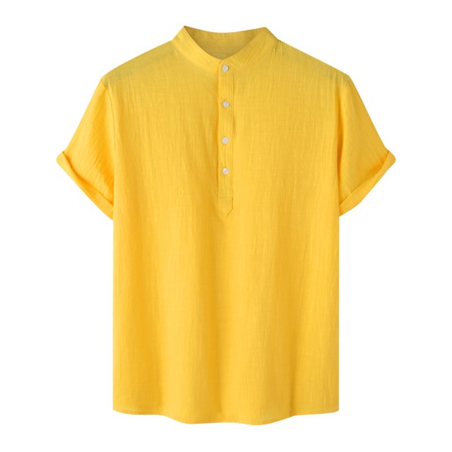 Birdeem Chemise Décontractée Homme à Manches Courtes avec Boutons, Col Montant, pour la Plage