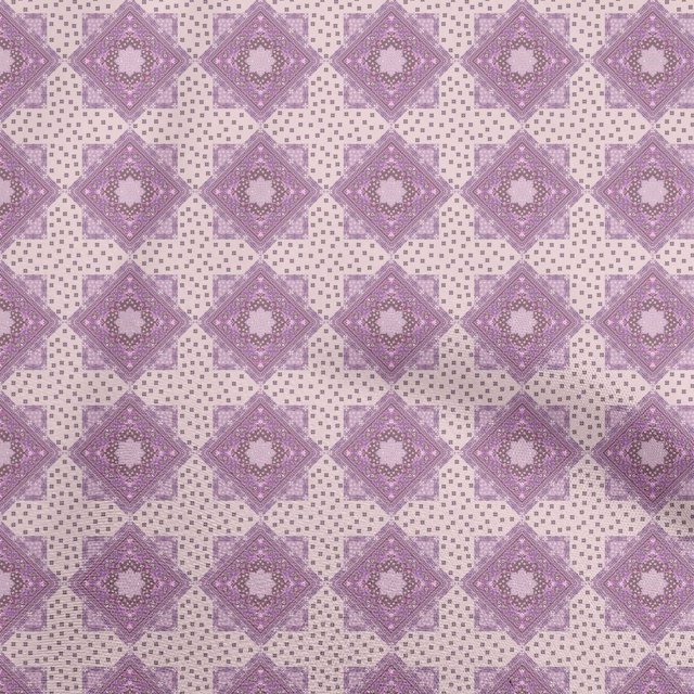 oneOone Polyester Spandex Light Pink Fabric Asian Block Sewing Material Print Fabric By The Yard 56 Inch Wide