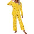 thumbnail image 4 of TopLLC Ensembles de Pyjama Ensembles de Détente pour Femmes, Vêtements de Nuit pour Femmes T-Shirt de Nuit à Imprimé à Col Rond à Manches Courtes et Ensembles de Pantalons Vêtements de Détente Pyjamas avec Poches Ensembles de Pyjama, 4 of 6