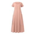 thumbnail image 3 of UPPADA Robes d'Été pour Femmes 2025 Robes d'Été pour Femmes 2025 Robe en Coton et Lin à Manches Courtes Col Rond Ample Décontractée Tunique Robes de Plage avec Poches Vestidos Para Fiestas Elegantes, 3 of 6