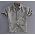 thumbnail image 2 of CHUANK Hommes Lin Manches Courtes Chemises d'Été Décontracté Robe en Vrac Soft Tops Tee M-3XL, 2 of 3