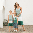 thumbnail image 1 of PatPat Family Matching Sets Color Block Tee and Wrap Front Pleated Dress with Hidden Snap Button, 1 of 5