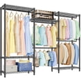 thumbnail image 2 of M MZG Wire Garment Rack Heavy Duty Clothes Rack Clothes Wardrobe Compact Extra Large Armoire Storage Rack Metal Clothing Rack, Black, 15.7" D x 70.8" W x 76.5" H, 2 of 5