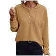 thumbnail image 1 of Pisexur Womens Oversized Sweatshirt Fashion Fall Hoodies Solid Color Button Collar Drawstring Stitching Sweatshirts Hoodies Pullover, 1 of 6