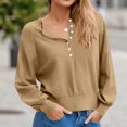 thumbnail image 3 of Longs Chandails pour Femmes Mode pour Femmes Col Rond à Boutons Manches Longues Hauts Unis Chandail à Enfiler Chandail Tendance et Confortable Vêtements d'Hiver Chandails d'Hiver pour Femmes, 3 of 8
