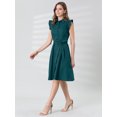 thumbnail image 4 of INSPIRE CHIC Robe-Chemise en Coton pour Femme à Manches Volantées Robe-Chemise de Travail avec Ceinture, 4 of 5