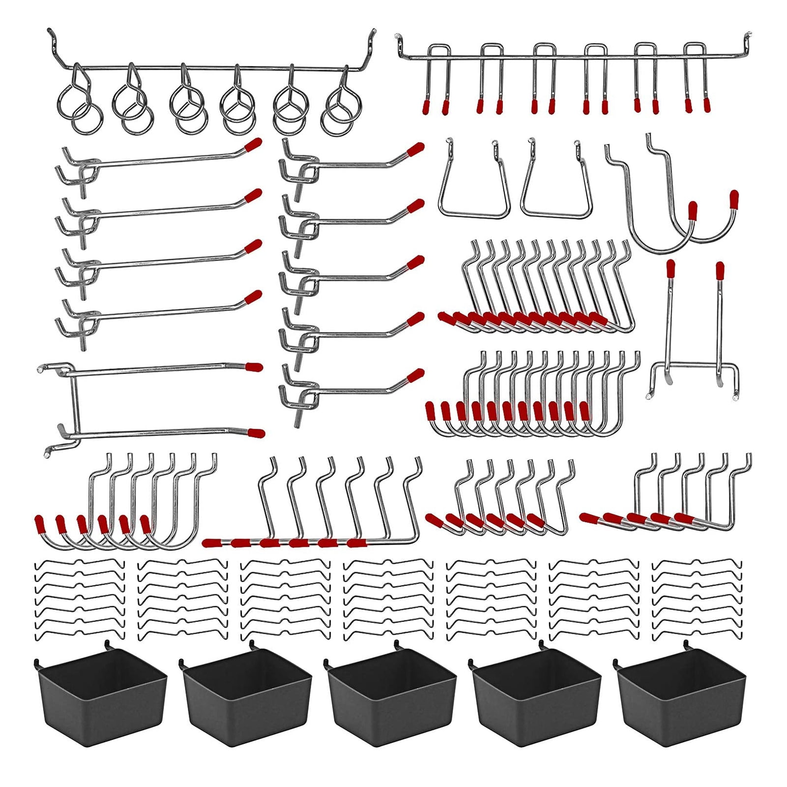 Abody 114Pcs Metal Pegboard Hooks Organizer Assortment Kit Peg Locks Hanging Applications