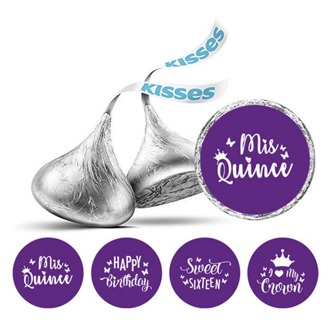 Darling Souvenir chocolate Candy Labels 190 Pcs Quinceanera Party Theme Stickers-Purple